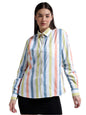 Kotty WomenS Striped Looking Spread Collar Shirts(Multicolor,S)