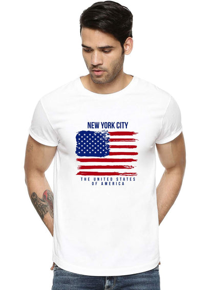 ADRO USA American Flag Printed Cotton T-Shirts for Men (R22-M-NWW-WH_White)