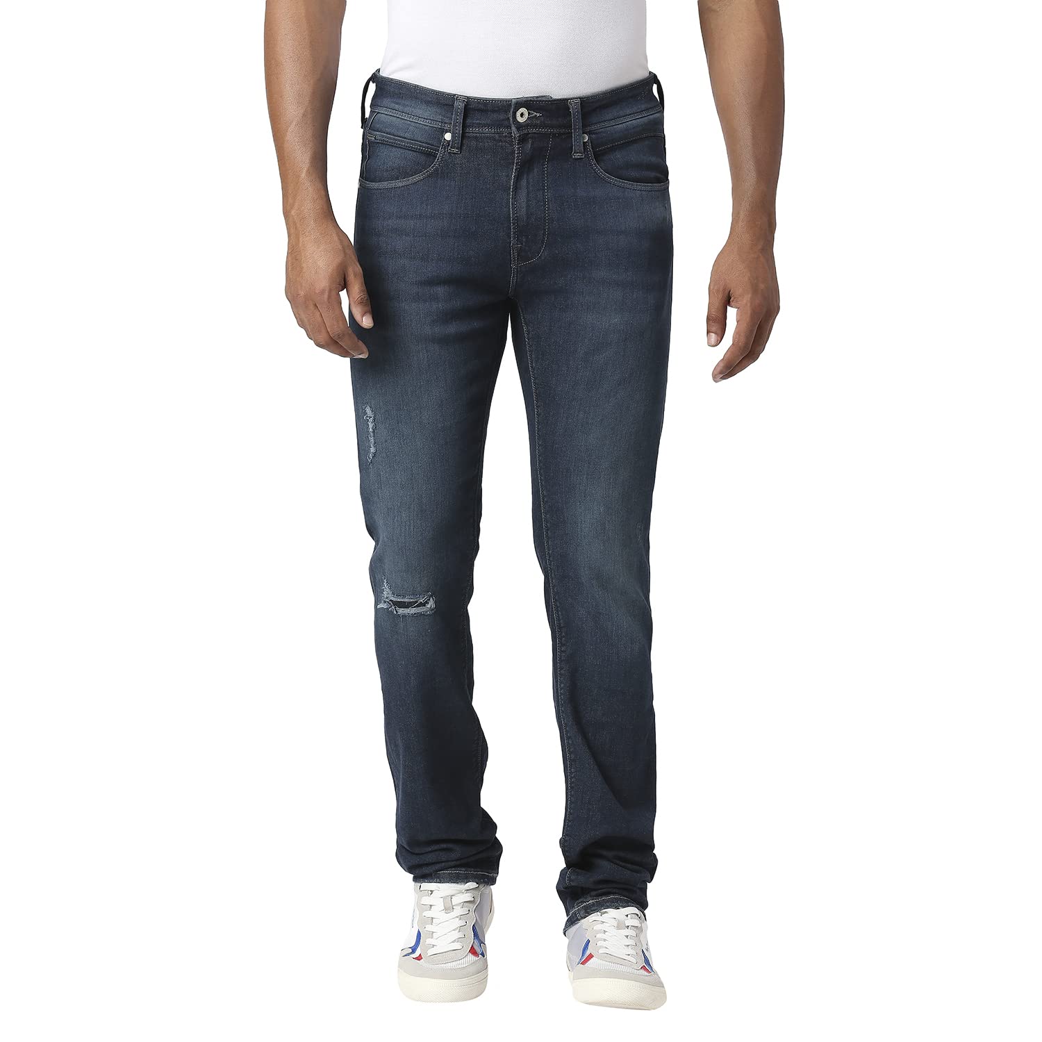 Pepe Jeans Men Mid Rise Slim Fit Jeans,Blue,34