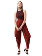 Miss Chase WomenS Rust & Black Round Neck Sleeveless Solid Draped Dhoti Regular Jumpsuit(Mcaw21D15-07-248-06,Rust & Black,Xl)