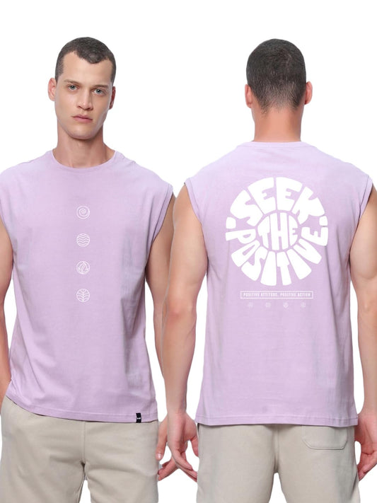 Bewakoof Mens Peace Seeker Graphic Printed 100% Cotton Vest - Boxy Fit, Round Neck, Sleeveless_589960_Purple_S