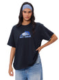 The Souled Store Official Inside Out Originals: Sadness Women and Girls Short Sleeve Round Neck Black Graphic Printed Cotton Ove