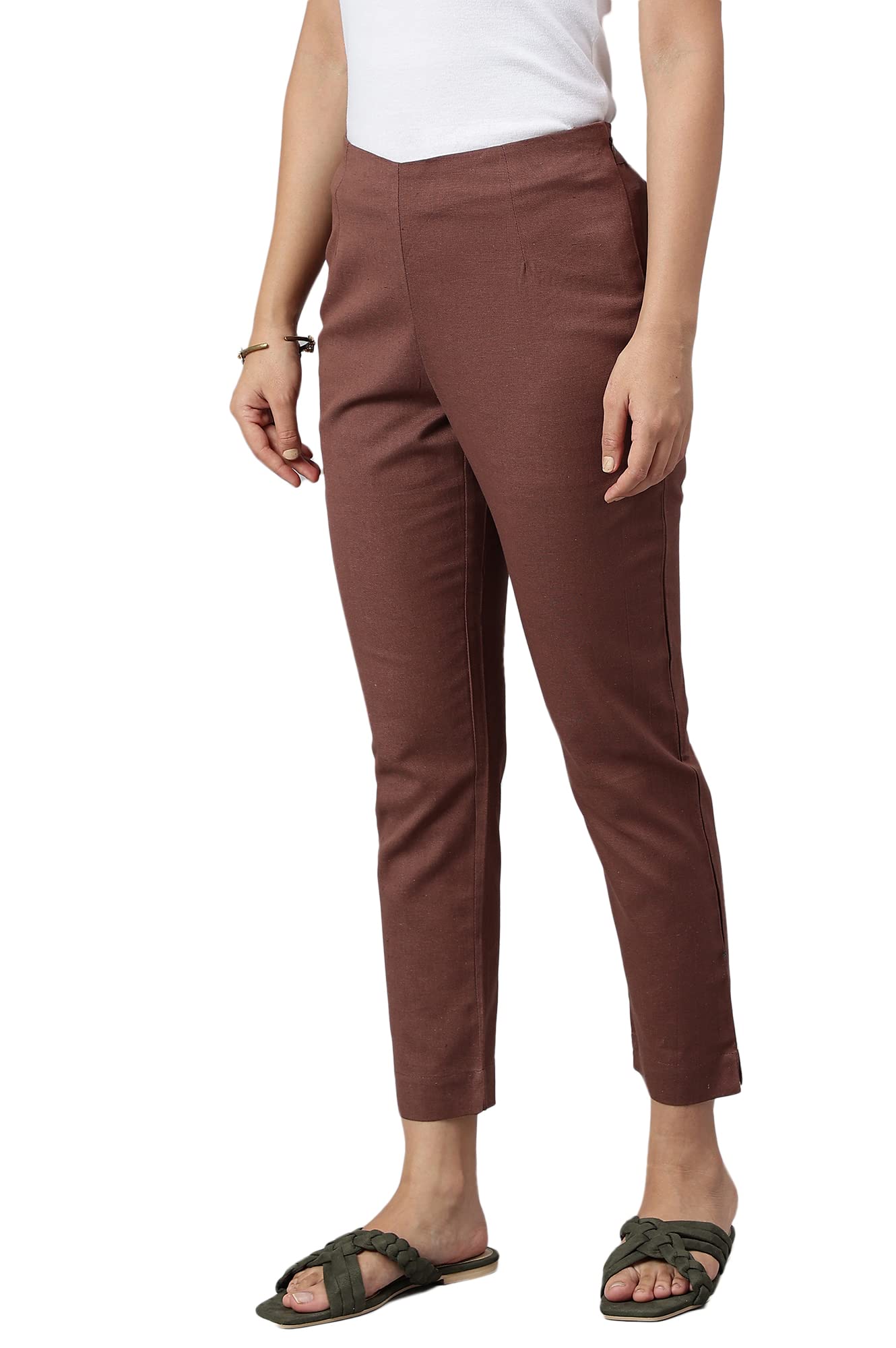 W for Woman W Cotton Blend Strechable Slim Pants for Women | Cotton Blend Slim Pants for Women | Trousers for Women