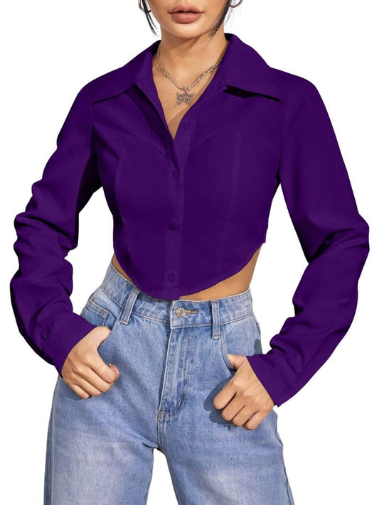 Greciilooks WomenS Regular Fit Western Shirt (Gl-W1915_Dark Purple