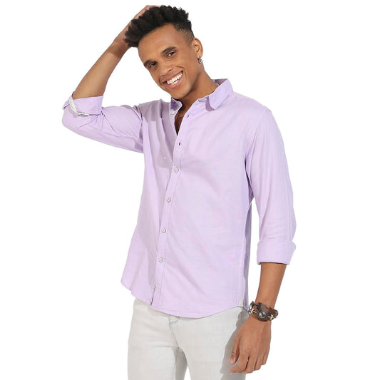 Campus Sutra Mens Regular Fit Shirt (CBSSM23_CSMSSRT5713_Lavender