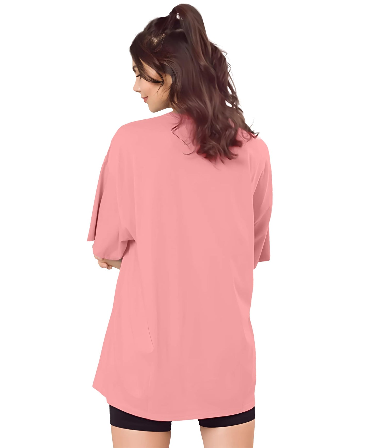 SHODOX Womens Cotton Blend Oversized Drop Shoulder Solid T-Shirt(Pack of 1)