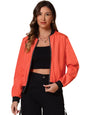 TAGAS Womens Solid Bomber Jacket  Lightweight Zip-Up Stylish Casual Wear  Full Sleeve Windcheater for Girls & Women