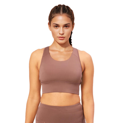 Enamor Womens Polyester Wire Free Casual Padded Sports Bra (A202_Nutmeg