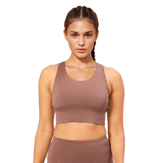 Enamor Womens Polyester Wire Free Casual Padded Sports Bra (A202_Nutmeg