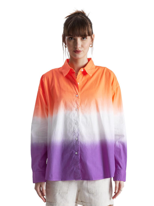 The Souled Store TSS Originals: Stained Glass Womens Oversized Fit Solid Full Sleeve Cotton Multicolored Women Boyfriend Shirts