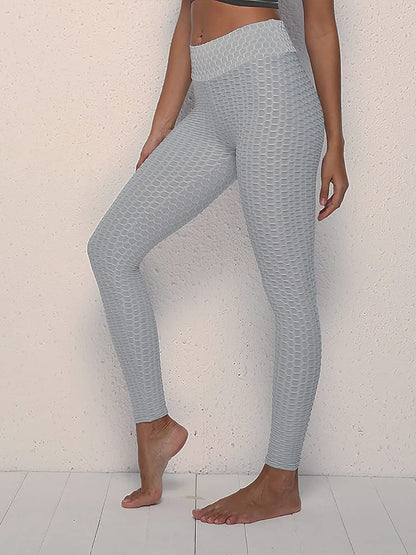 Shasmi Womens Light Grey High Waist Yoga Pants Butt Lifting Leggings Workout Seamless Leggings Textured Booty Tights Trousers Y