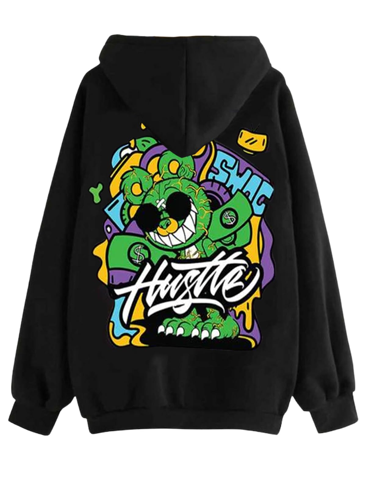 Veirdo Mens Cotton Poly Fleece Oversized Fit Graphic Hoodie