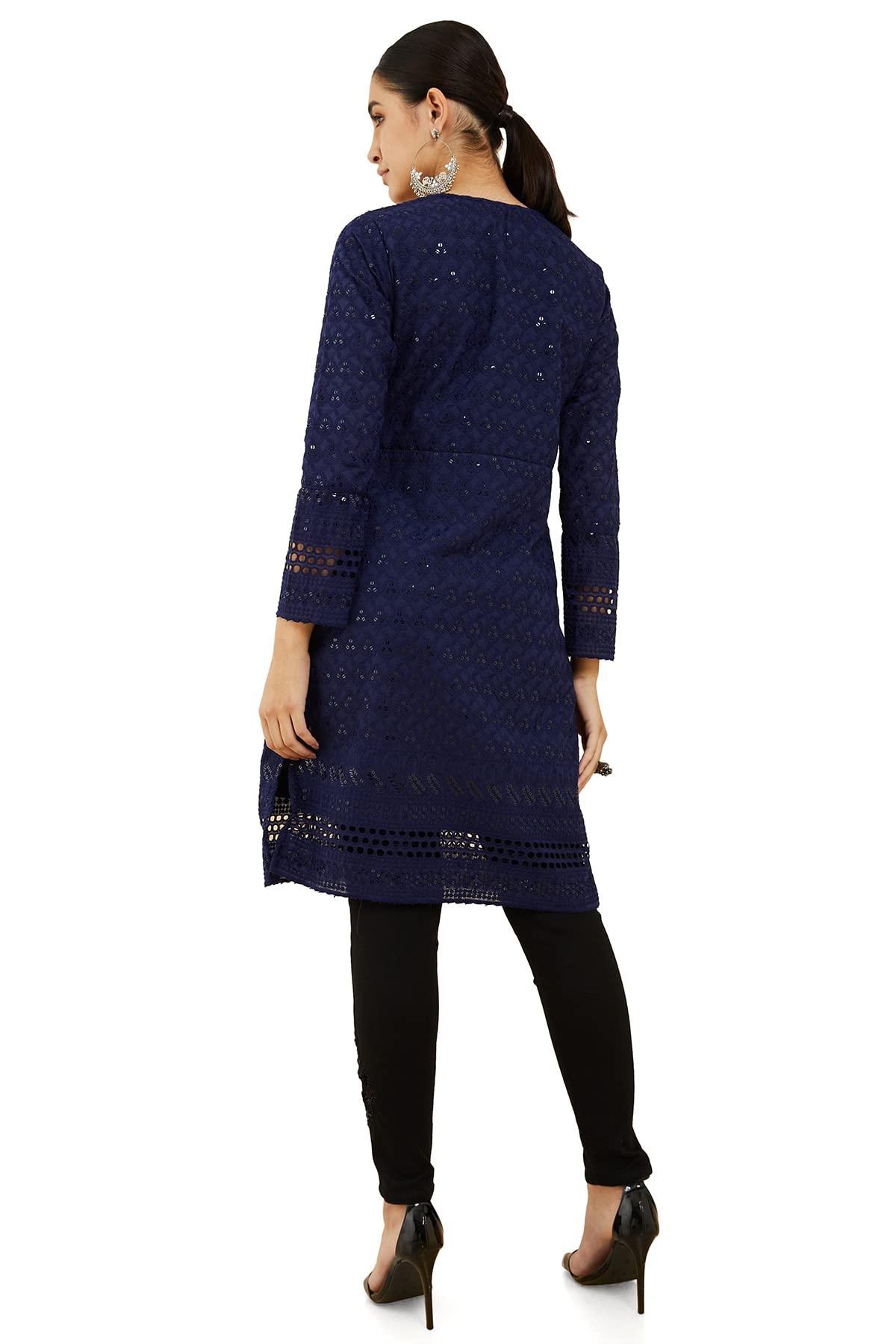 Soch Women Cotton Floral Blue Kurta
