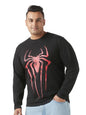 Bewakoof Plus Official Marvel Merchandise Spider-Man Mens Graphic Print Regular Fit Full Sleeve Round Neck Cotton Plus Size T-S