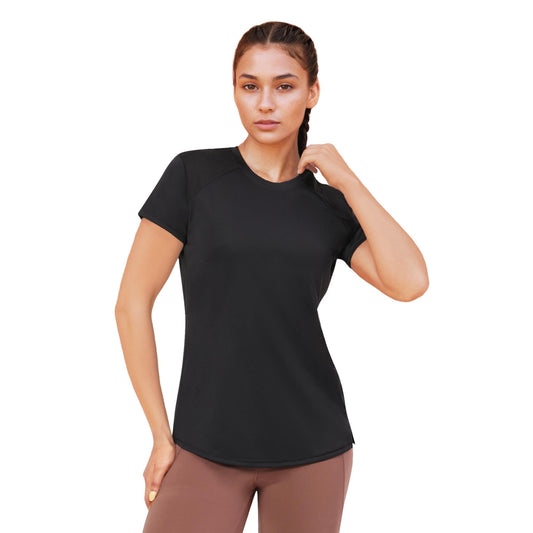 Enamor Womens Solid Relaxed Fit T-Shirt (A313_Jet Black