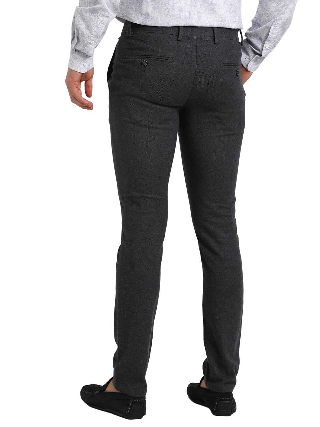 Turtle Men Cotton Stretch Narrow Fit Charcoal Checkered Flat Front Casual Trouser || Pant || Mens Trouser