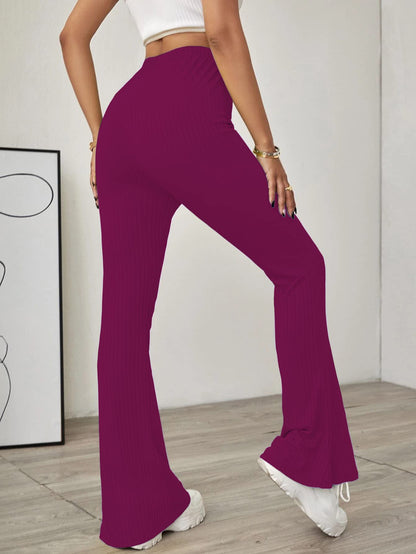 Shasmi Wine Womens Yoga Dress Pants Stretchy Work Slacks Business Casual Office Flare Bell-Bottom/Boot-Cut Elastic Waist Regula