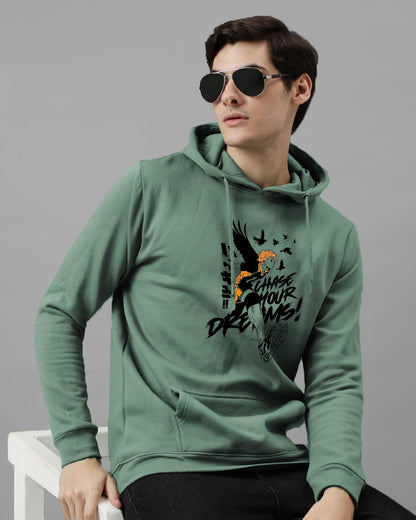 ADRO Men's Cotton Neck Hooded Sweatshirt (H24-M-DREAM-PT_Pista