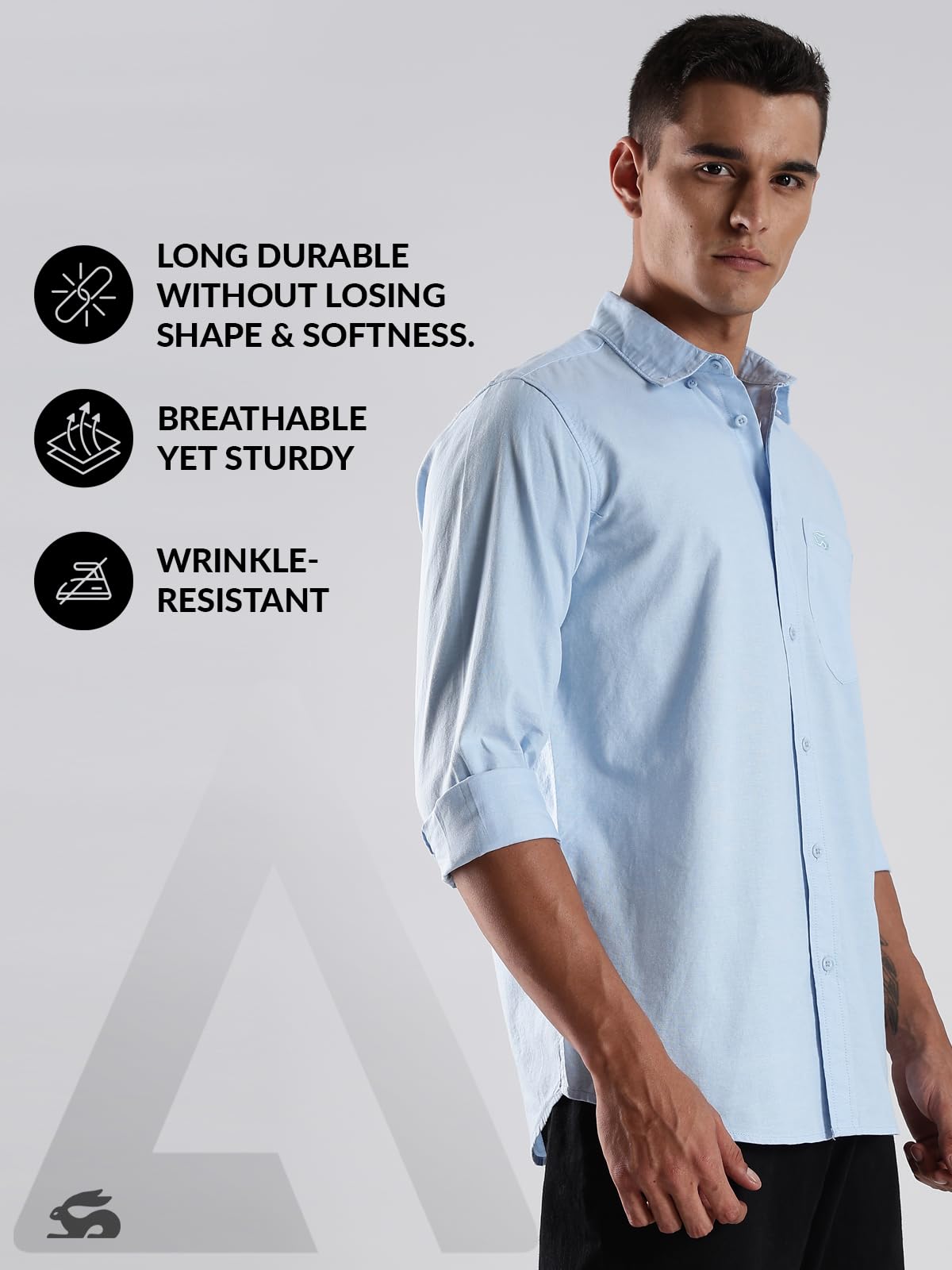 ADRO Mens Cotton Full Sleeve Regular Fit Casual Solid Shirt (Regular Fit | Solid Oxford Blue Shirt | All Day Fresh) | SH25-OXFD