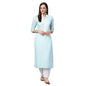 Idalia Sky Blue Embroidered Kurta With White Palazzo Pants