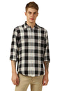 Dennis Lingo Men Black Checks Relaxed Fit Full Sleeve Spread Collar Shirt