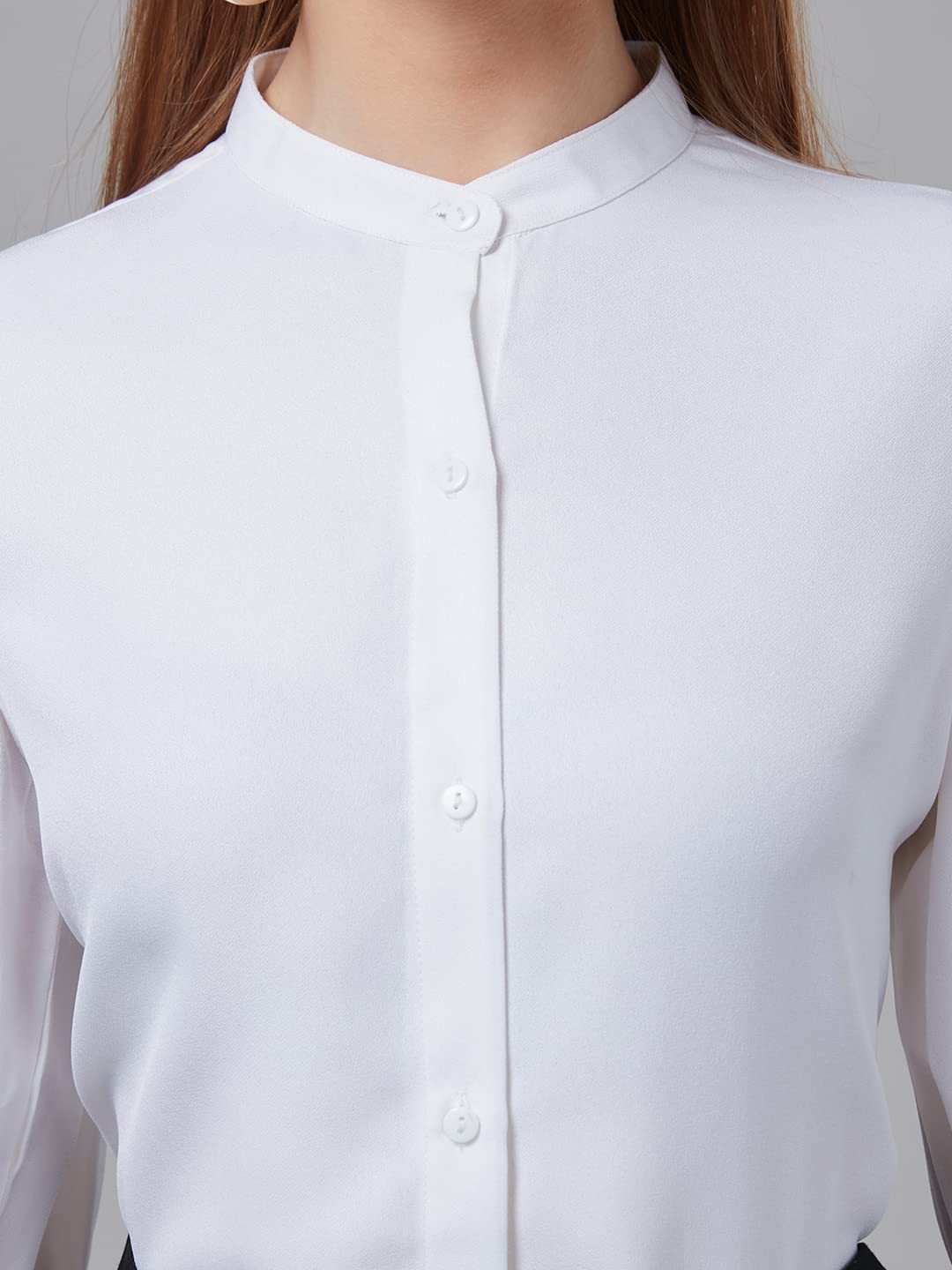 Style Quotient Women Solid White PolyMoss Regular Formal Shirt