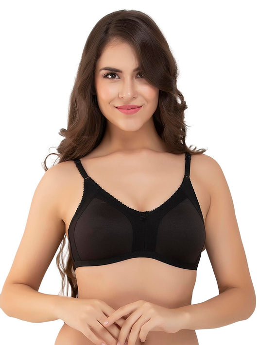 Clovia Cotton Rich Non-Wired Spacer Cup T-Shirt Bra (BR1448P13_Black_34C)