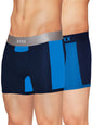XYXX Mens Underwear Dualist IntelliSoft Antimicrobial Micro Modal Trunk Pack of 2 (Brilliant Blue & Black Iris ; Black Iris & B
