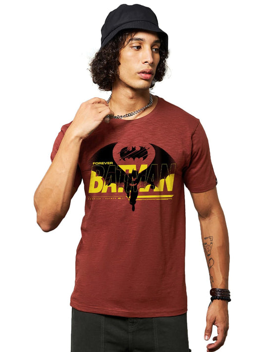Bewakoof Air 1.0 Official DC Merchandise Batman Mens Graphic Printed Regular Fit Half Sleeve Round Neck Cotton Slub T-Shirt_646