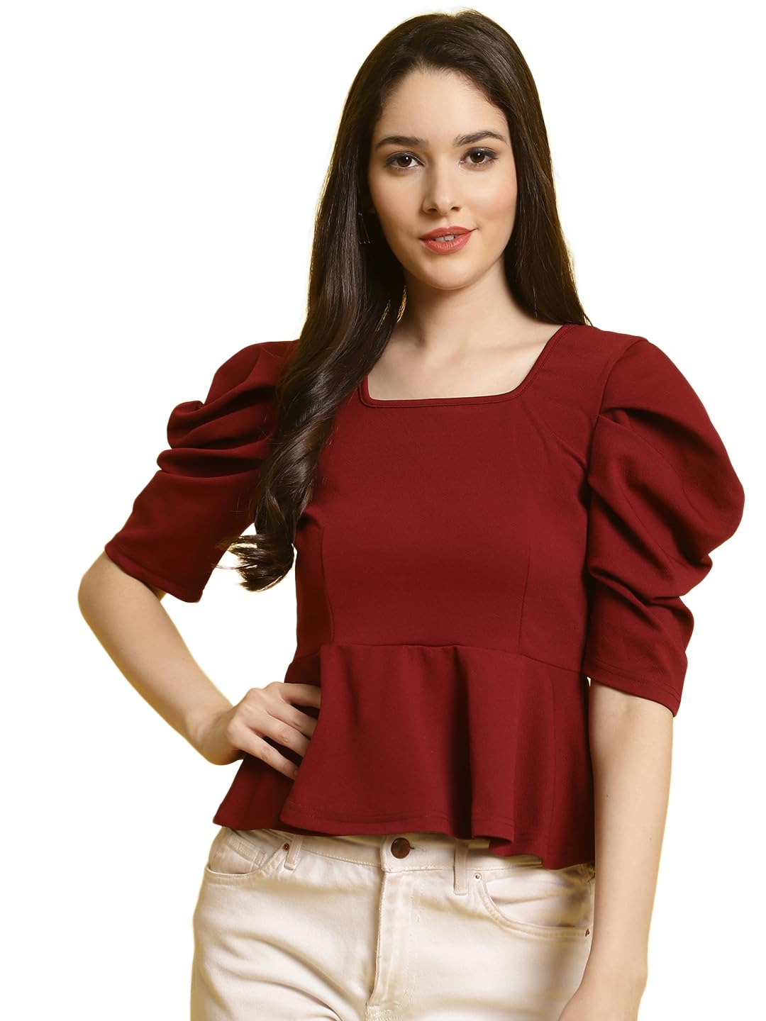 Tee Projekt Womens Casual Trendy Top with Stylish Short Puff Sleeves ll Soft & Stylish Womens Tee
