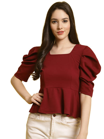 Tee Projekt Womens Casual Trendy Top with Stylish Short Puff Sleeves ll Soft & Stylish Womens Tee