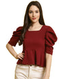 Tee Projekt Womens Casual Trendy Top with Stylish Short Puff Sleeves ll Soft & Stylish Womens Tee