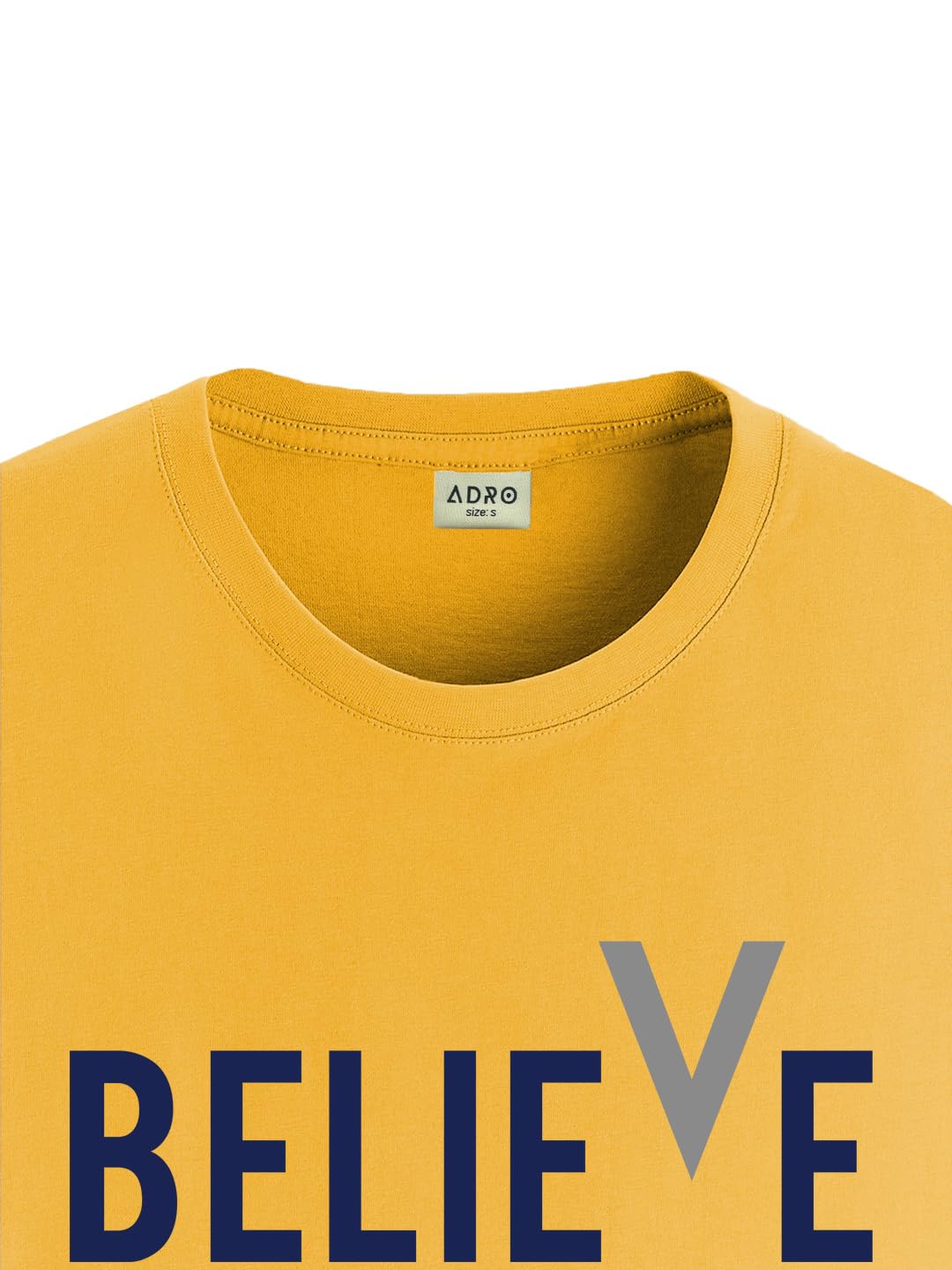 ADRO Believe Design Printed T-Shirt for Men (R22-M-BVV-MU_Mustard)