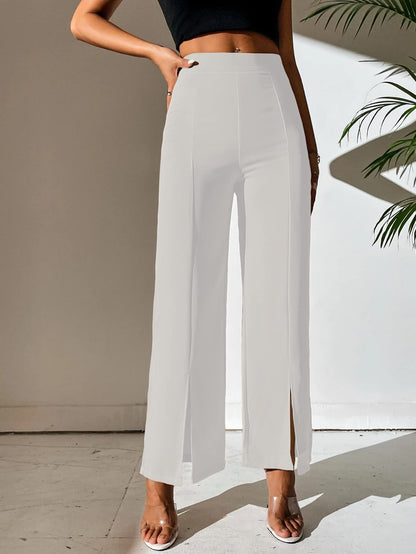 Shasmi White Womens Dress Pants Stretchy Work Slacks Business Casual Office Bootcut Leg Elastic Waist Regular Fit Plazzo Trouse