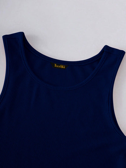 Toochki Tops for Woman | Spandex Top | Crop | Short | Western | for Jeans | Sleeveless | Stretchable | Navy Blue