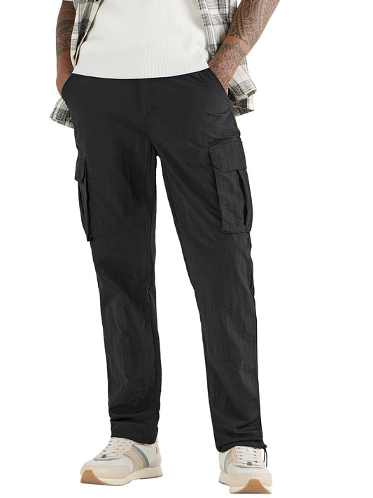 Bewakoof Mens Solid Regular Fit Nylon Pant_648623_Black_34