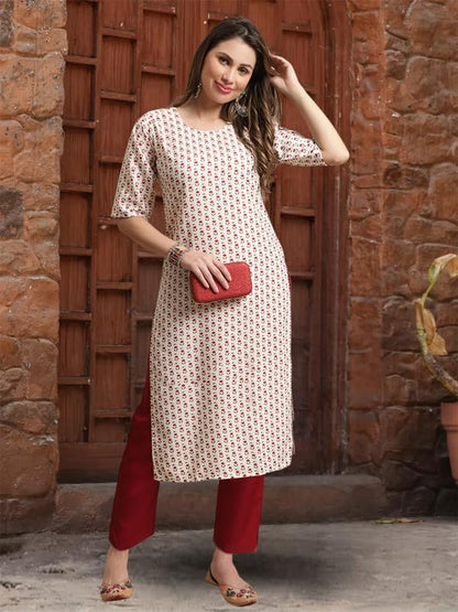 Pinkmint Printed Crepe Kurta Set for Women's Trendy Kurta Set Stylish Kurti & Pant Set for Women's