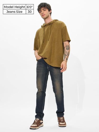 The Souled Store Denim: Slate Blue Men and Boys Buttoned Cotton Blend Slim Fit Jeans