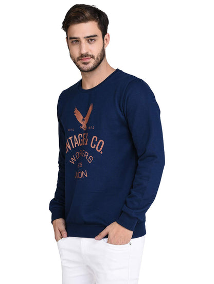 Rigo Blue Fleece Printed Sweatshirt-Full