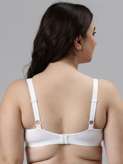 Enamor F024 Plush Comfort Full Support Bra - Non-Padded Wirefree High Coverage - White