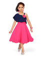 Aarika Girl's Cotton Skater Knee-Length Dress (JN_DR-1511_Blue-Pink