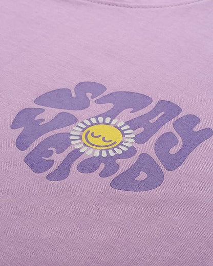 Juneberry Pure Cotton Oversized Loose Baggy Fit Drop Shoulder Half Sleeve Cool Front & Back Graphic Printed Round Neck T-Shirt F