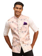VASTRAMAY Mens Multicolor-Base-Peach - Nehru Jacket