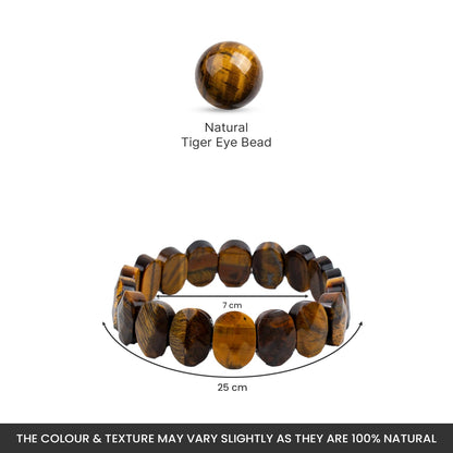 Astrotalk Tiger Eye Flat Bead Stretchable Bracelet | Genuine Tiger Eye Stone | Crystal Jewellery for Women For Confidence, Focus, & Strength | Gift For Women | Valentine Gift for Girlfriend