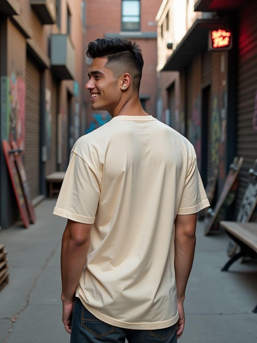 Nobero MenS Graphic Printed Regular Fit T-Shirt (1M-Twts-C1163-Pbl_Sand_1