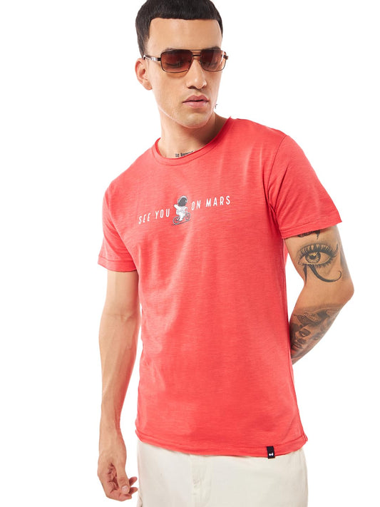 Bewakoof Air 1.0 Mens Graphic Printed Regular Fit Half Sleeve Round Neck Slub Cotton Jersey T-Shirt_644837_Pink_L