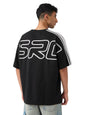 The Souled Store ISRO: to The Moon Men and Boys Short Sleeves Round Neck Black Graphic Printed Cotton Oversized T-Shirts