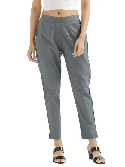 Digital Shopee Women Cotton Pant Stretchable Regular Slim Fit Trouser | Pocket Pants For Office | Cotton Casual Pant For WomenS