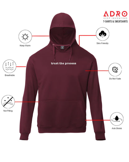 ADRO Mens Premium Cotton Fleece 340 GSM Printed Hoodies (H23-M-TRU-MR_Maroon)