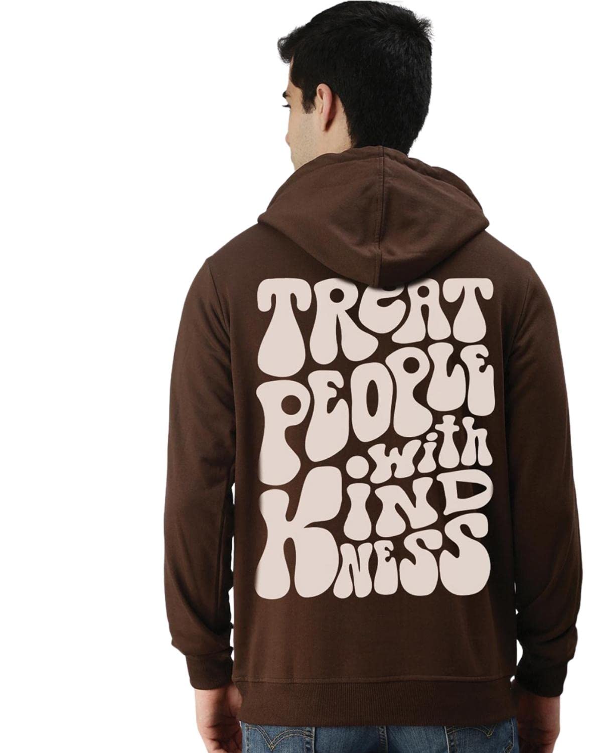 Veirdo Mens Cotton Fleece Regular Fit Hoodie Full Sleeve Typography Printed Jumper Sweatshirt Winter